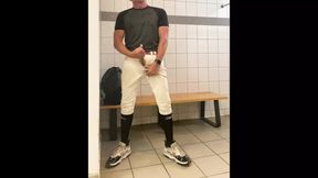 Baseball Geared up JockDad87 Shoots a Load in the Locker Room