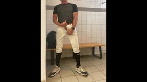 Baseball Geared up JockDad87 Shoots a Load in the Locker Room
