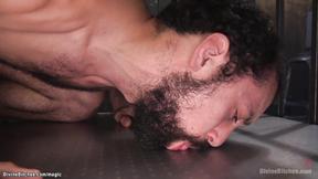 ”Mistress makes slave suck shaft to guy”