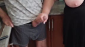 Mother-in-law Jerks off to a Cumshot Before Lunch