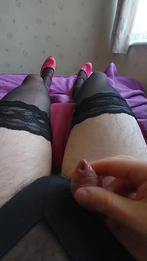 Plugged Tiny-clit Sissygasm in Lingerie