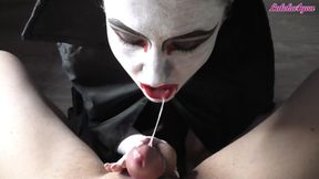 Vampire girl passionate sucks big cock to cum in mouth