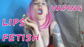 Lady Angela lips fetish red lipstick vaping