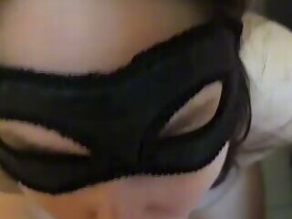 Submissive blowjob, cum licking from feet and spanking