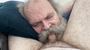 Moustache Stepdaddy Worships Cock, Swallows Cum