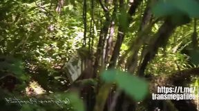 Shemale Strokes Her Cock in Public