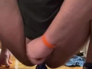 Chubby guy rides dildo