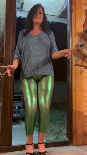 Tight &amp; Shiny - Cameltoe Tease with No Panties