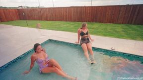 Iris and Brinley Start the Pool Party Early