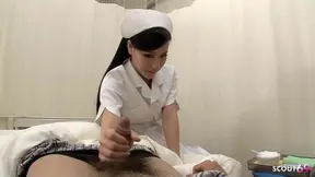 Skinny Japanese Nurse seduces client for risky full sex at hospital