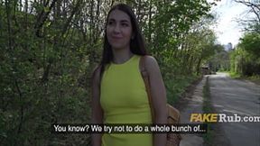 Hot Italian Babe Gets Paid For Wild Outdoor Fuck Session In Yellow Dress