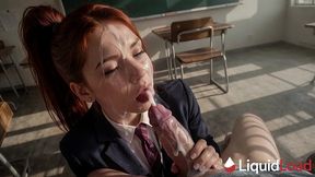 the student really loves getting fucked and covered in cum in the classroom, even though there s a risk of getting caught [ai]