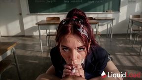 the student really loves getting fucked and covered in cum in the classroom, even though there s a risk of getting caught [ai]