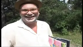 Teen MILF gives a harsh outdoor fuck to her lucky grandpa