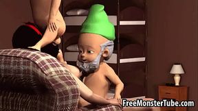 3D Snow White gets double teamed and pissed on