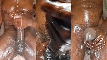 Handsome black man handjob