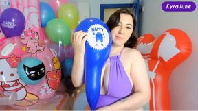 Non-Pop Blowing by mouth 5 balloons of different sizes