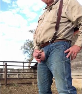 Farmer Daddy Caught Peeing Outdoors