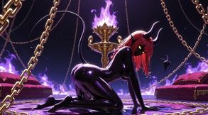 Stunning Succubus Nobles With Perfect Voluptuous Bodies Covered In Thick Shiny Black Oil Dancing Very Sensually In Floating Pala