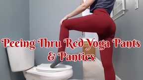 Sage Eldritch Peeing Through Red Yoga Pants & Panties on the Toilet [SD]
