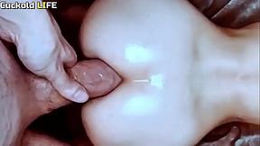 Cuckold's Dream: Hotwife rides huge cock in doggystyle while hubby watches