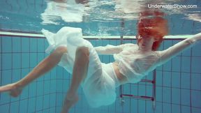 Sexy Russian chick pool swim session naked