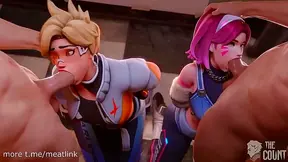 D Va & Tracer Take Turns Getting Face Fucked in Overwatch Hentai