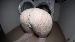 Amateur teen gets seduced by stepsis with a big butt, takes off her pants