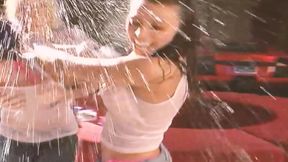 Lesbians in Heat Scene-1_trio of Lesbian Goddesses Sharing a Double Dildo in the Backyard