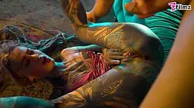 Tattooed Girl Got Caught Fucking Herself with a Big Toy, ANAL, BJ, Cumshot