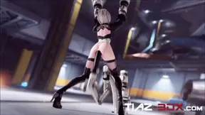 2B Held in a Fucking Machine With a Massive Dildo