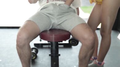 Petite asian teen loses breath in sweaty gym fuck