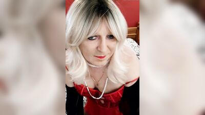 In black and darling red nightie!