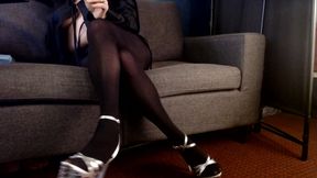 Black Thick Tights Pantyhose Heels Legs
