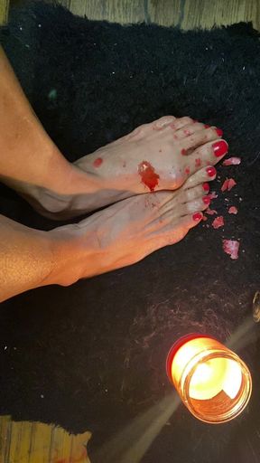 Really Nice Tiny Feet with Red Long Toes with Candle Wax