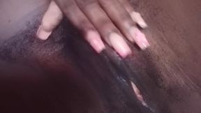 Closeup Rubbing My Hairy Pieced Pink Black Pussy