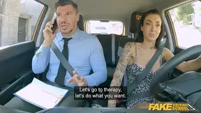 Giant-titted Italian COUGAR Silvia Preslar drilled outdoors in fake driving school