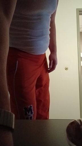 Man in red sweatpants