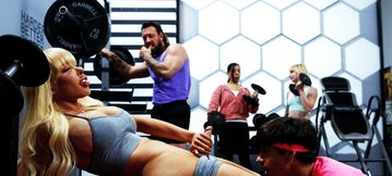 Gym Threesome Anal Mayhem