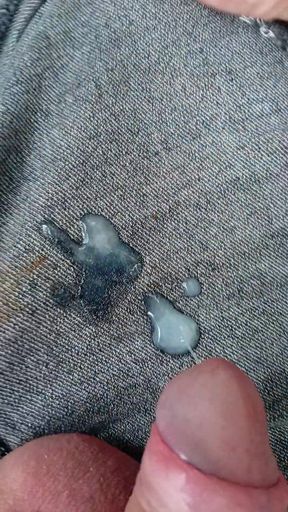 Jizzing on Jeans outside