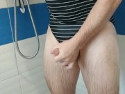 Boy wearing Speedo one piece swimsuit and jerking