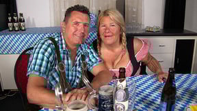 Big breasted mature waitress fucking at the Oktoberfest