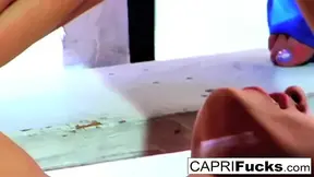 Capri Cavanni and Kiara Diane take turns pounding Rocco Reed in a hot three-some