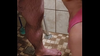 Aphrodite on her knees in the shower