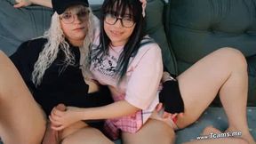 Babe's Sneaky Online Date Handjob with Trans GF