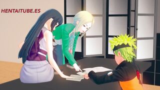 Naruto Anime - Naruto FUCKS Sakura UNDER THE TABLE WHILE TALKING TO Hinata AND Tsunade