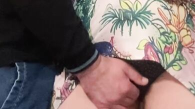 Strange guy fingers wet MILF in subway panties