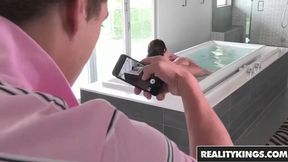 Amateur stepmom teaches his girlfriend how to fuck him properly in the bedroom