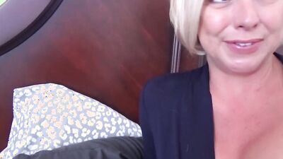 Blonde MILF teases her stepson and takes a hard pounding