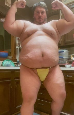 Gargantuan Obese Muscle Chub Slowly Flexing His Beefy Body